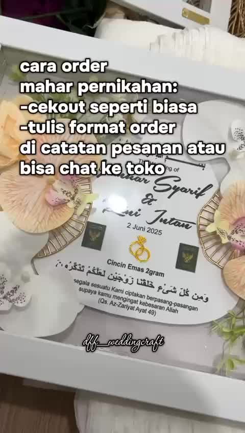 Bingkai Mahar Pernikahan Akrilik 30x40cm Aesthetik Free Replika