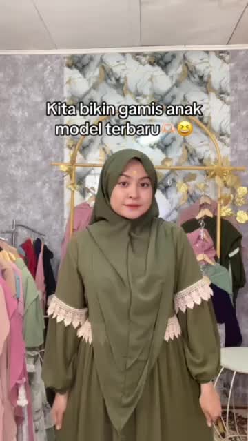 NYNK - Zahra Gamis Ceruty Anak Perempuan Motif Bunga Dengan Set Hijab