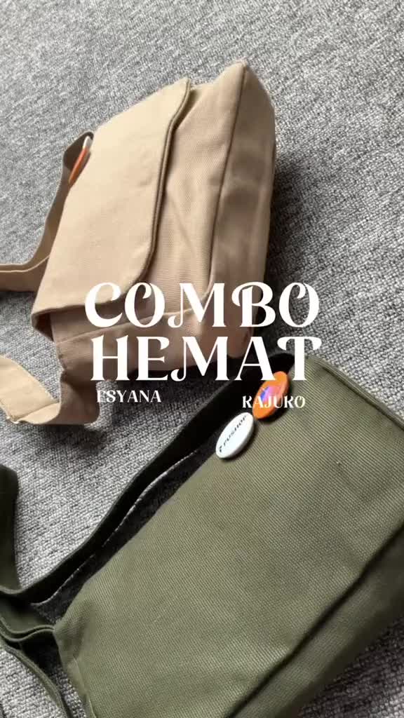 PUSHOP PAKET KOMBO HEMAT Tas Selempang Pria Wanita - BUY 1 GET 1 Slingbag KAZUKO Dapat Sling bag ESYANA Cowok Kanvas