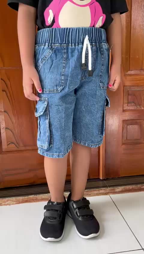 celana pendek jeans anak laki laki usia 1-12tahun whisker Fashion