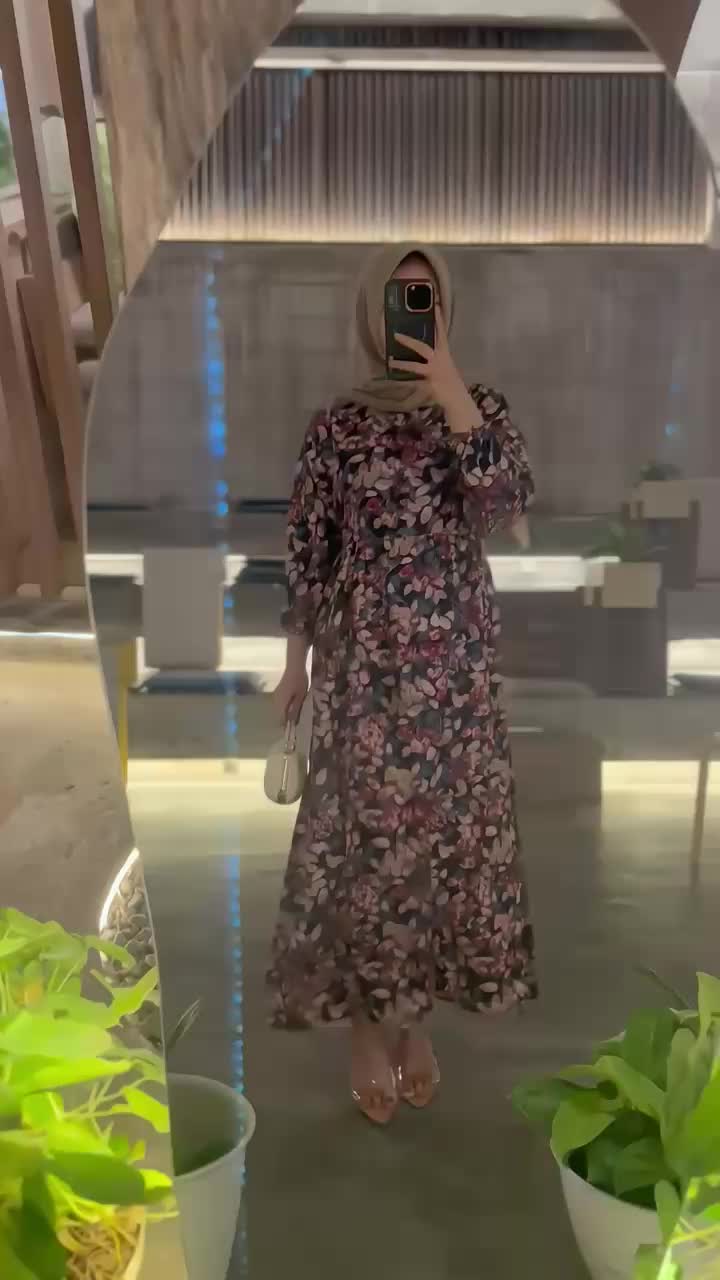 NS - Dress Gamis Anjani Rayon Diamond Motif Bunga Terbaru Busana Muslim  Wanita Terlaris Kekinian