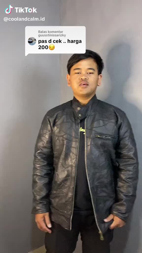 Jaket Kulit Asli pria model sambungan Distro Casual Cowok Keren Tebal Hitam Kerja jaket  motor Panjang