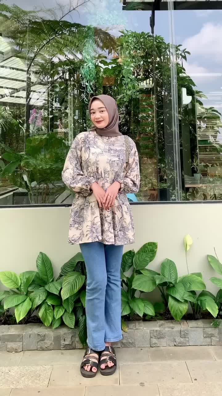 Anaya Tunik Abstrak Terbaru dan Kekinian Atasan Wanita Rayon Vintage Busui Muslim Motif By Kamalin
