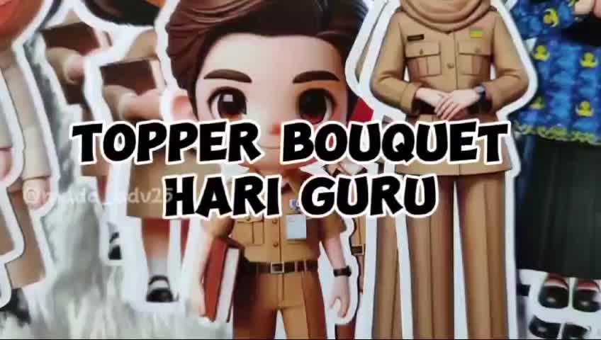Topper Guru ISI 10/ Topper Buket Bunga/ Topper Buket Hari Guru/ Topper Guru / Topper Gift dan Kue CakeHari