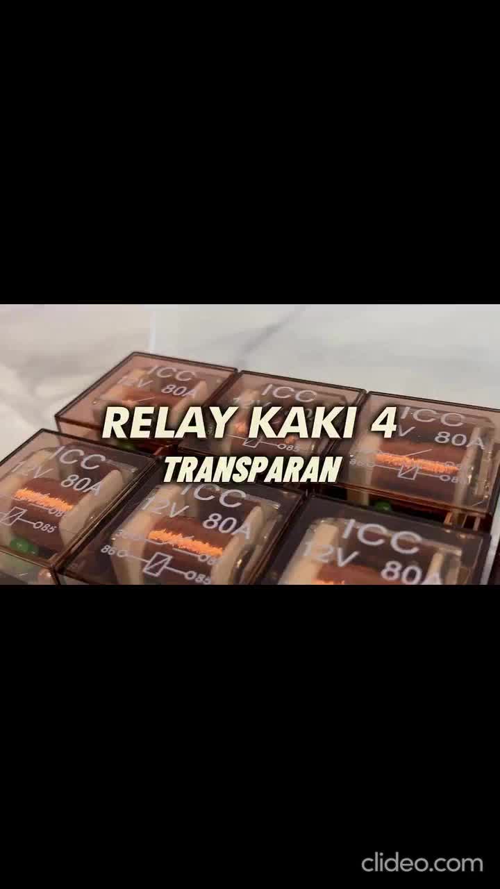 Relay Klakson Transparan Kaki 4 Bullaes 12V 80A Riley Relay Alarm Motor Mobil - Isi 10 Pcs