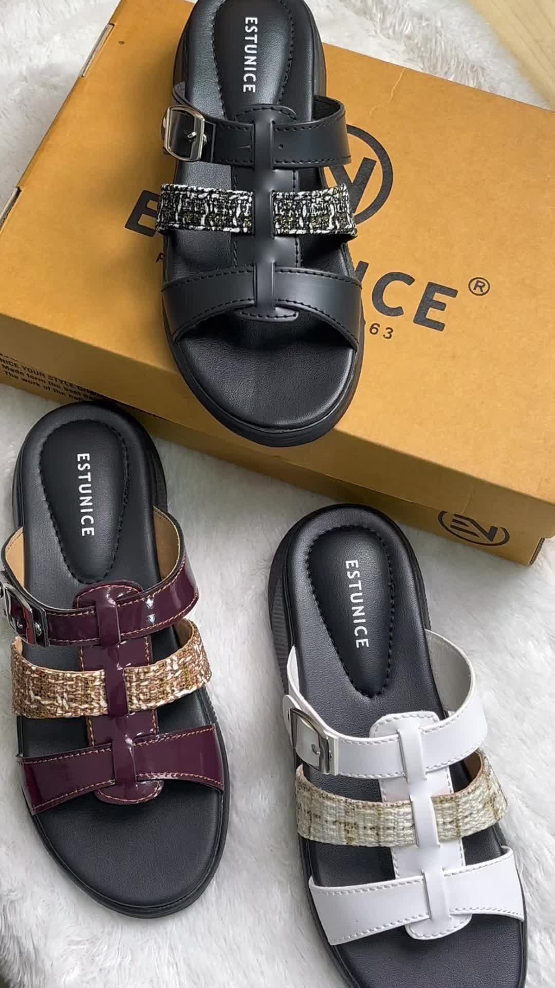 Estunice Sandal Slop Wanita Platform Sendal Rajut Wedges Hak Tinggi 3 Cm Ukuran 37 Sampai 40 - Clarissa