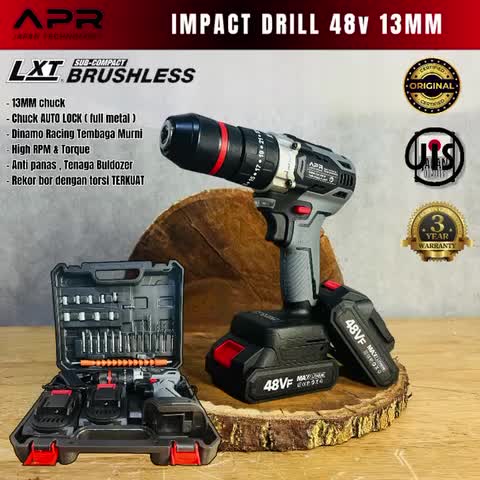 APR BOR BRUSHLESS DRIVER 10MM KEYLESS AUTO LOCK TYPE AP24+ FULLSET ACCECORIS MESIN BOR CORDLESS 2 BATERAI LXT 88VF 5 CELL
