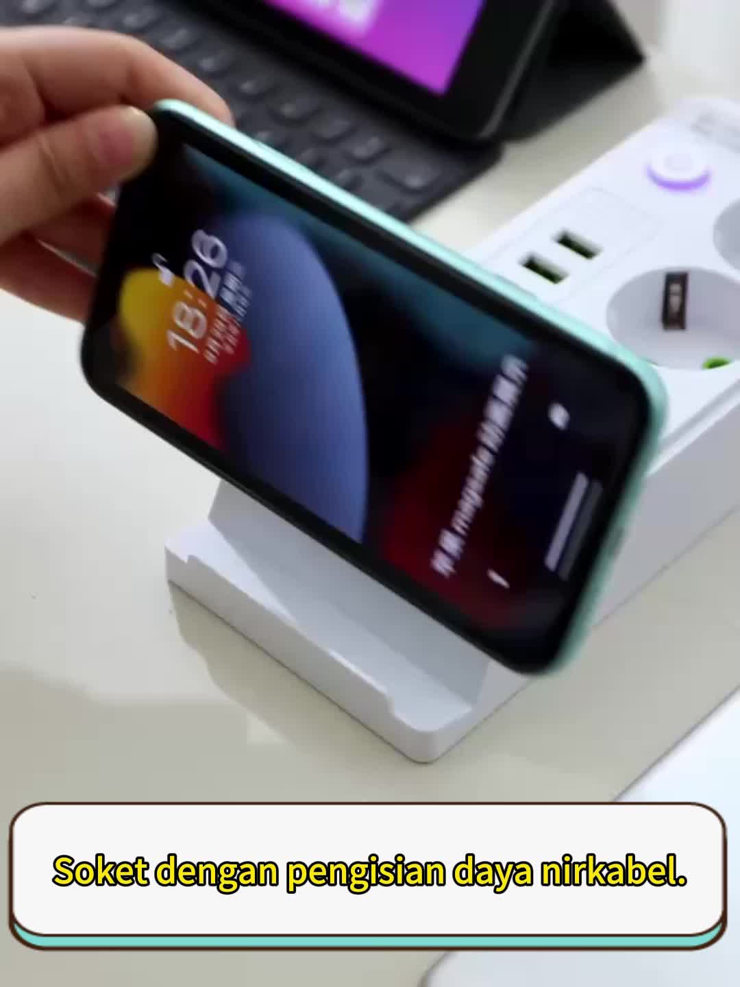 2500W Stop Kontak Flame Retardant 3 Lubang USB Type-C Plug Steker Saklar Terminal Sambungan Saklar On Off 2/3/5 Meter Tembaga Wireless Charging Anti Panas Flame Retardant Kabel Aman Untuk Rumah Kantor Kos Mobil