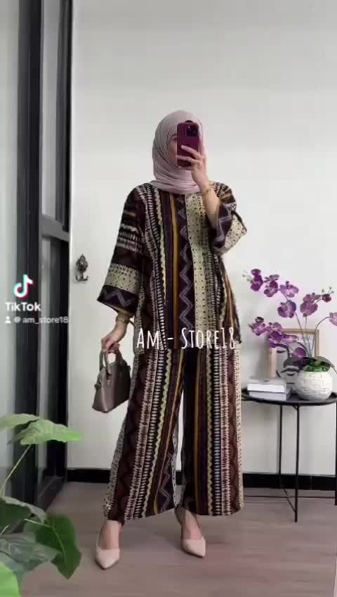 Kanaya Set Rayon Viscose  Setelan Rayon Wanita Terbaru Ld 120 Oneset Wanita Panjang Celana Kulot Rayon Piyama Rayon Motif