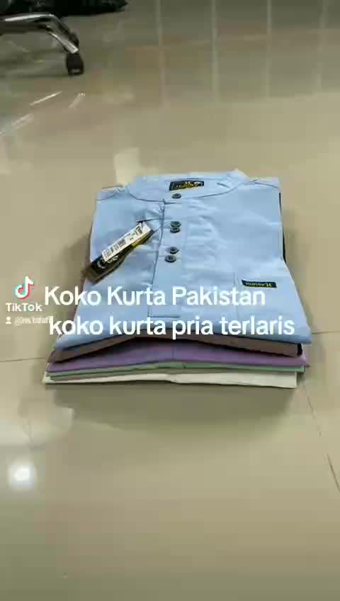Koko Kurta Pakistan Polos Lengan Pendek Baju Muslim Pria Dewasa Atasan Katun Lembut Panjang Nyaman