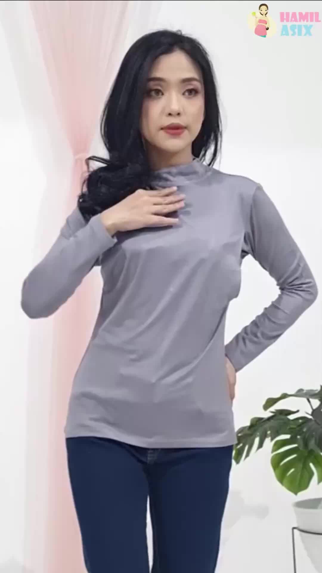 Biani - Manset menyusui lengan panjang kaos Hitam S/ M/ L/ XL