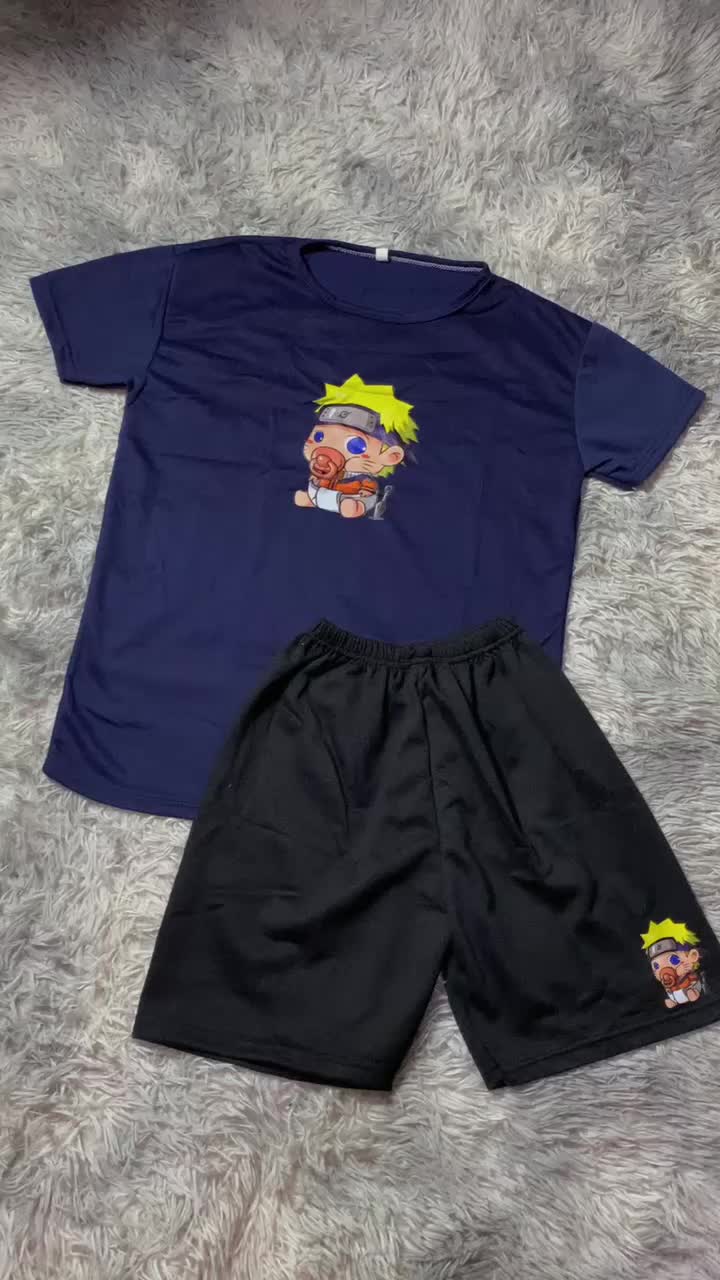 Baju Setelan Anak Laki Laki - Pakaian Kaos dan Celana Panjang Fashion Anak Cowok Usia 5-15 Tahun - Motif BABY NARUTO