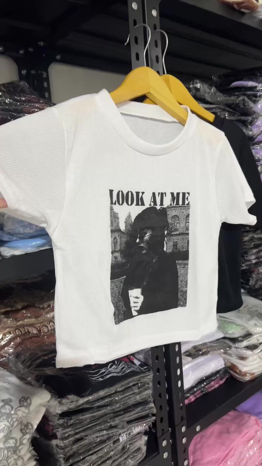 Crop Top Wanita LOOK AT ME Rib Crop Top Korean Girls Atasan pendek