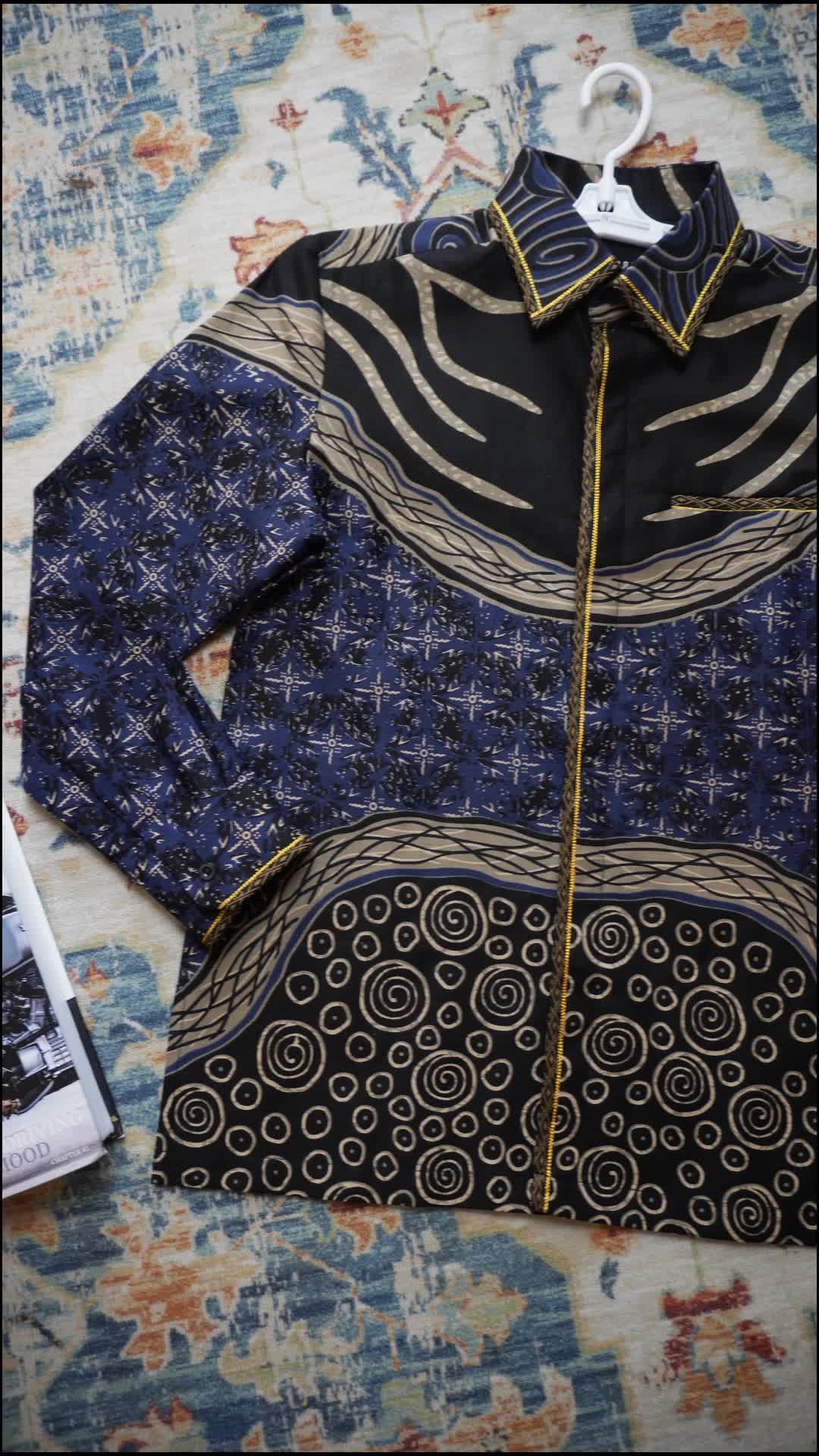 Batik Pria Hem Smock Bordir A763 Lengan Panjang Reguler Fit