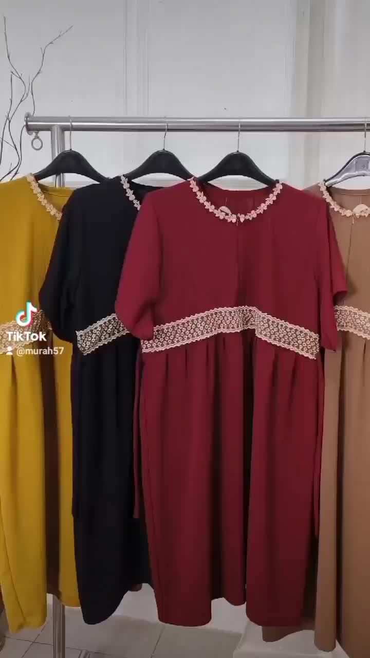 Daster karina  renda cringkel air flow Polos Busui Nyaman Airflow Dress Wanita Gaun Panjang
