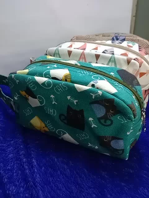 Dompet pouch make up Rias KANVAS/dompet motif Lucu-muat hp dll tempat pensil serba guna