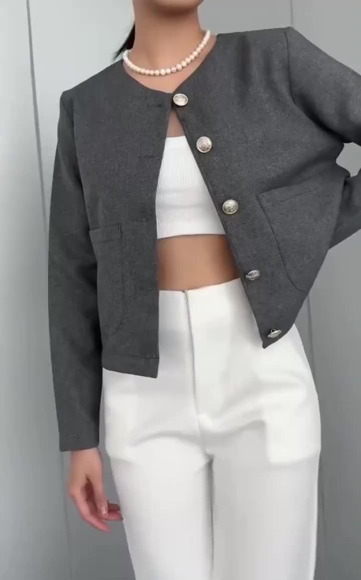 TWINGKLE Eiko outer crop blazer lengan panjang wanita