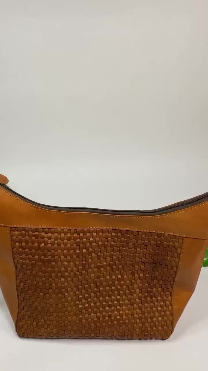 Tas Selempang Wanita Kulit Tas Hobo Anyam Wanita Multifungsi Kulit Asli Handmade Totebag