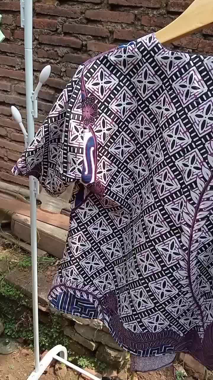 Baju Batik Wanita Dimensi Navy - Katun Prima - Ready Seragam - Motif Baru - Lengan Pendek Atasan Nyaman Kerja Panjang Setelan Celana