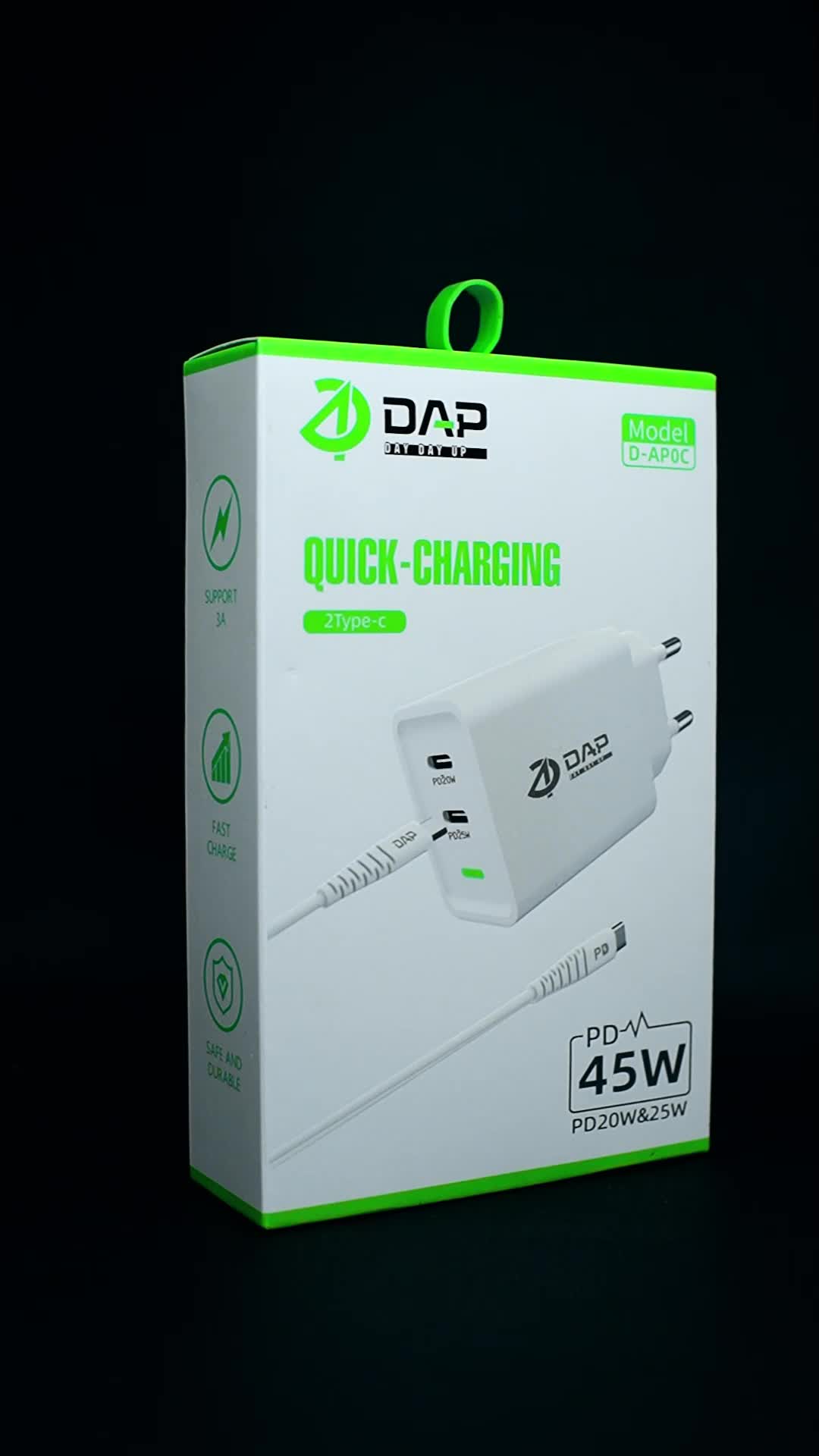 DAP Charger Fast Charging  PD 45 Watt Dual Output 3 Port Type C  Adaptor D-AP0 - Garansi 1 Tahun