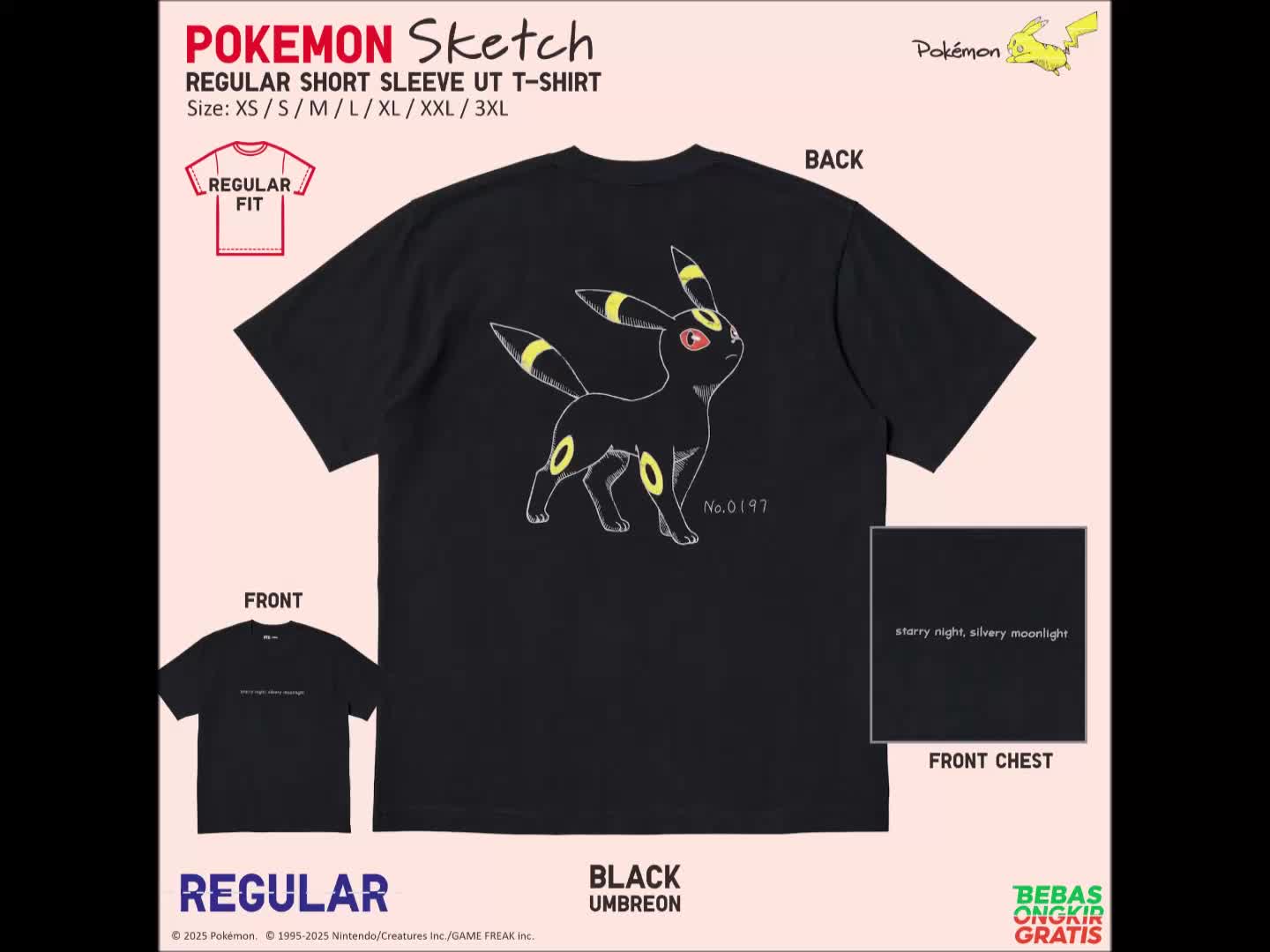 Kaos Pokemon Sketch Game Psyduck Baju Regular Anime UT Shirt UNIQLO Unisex