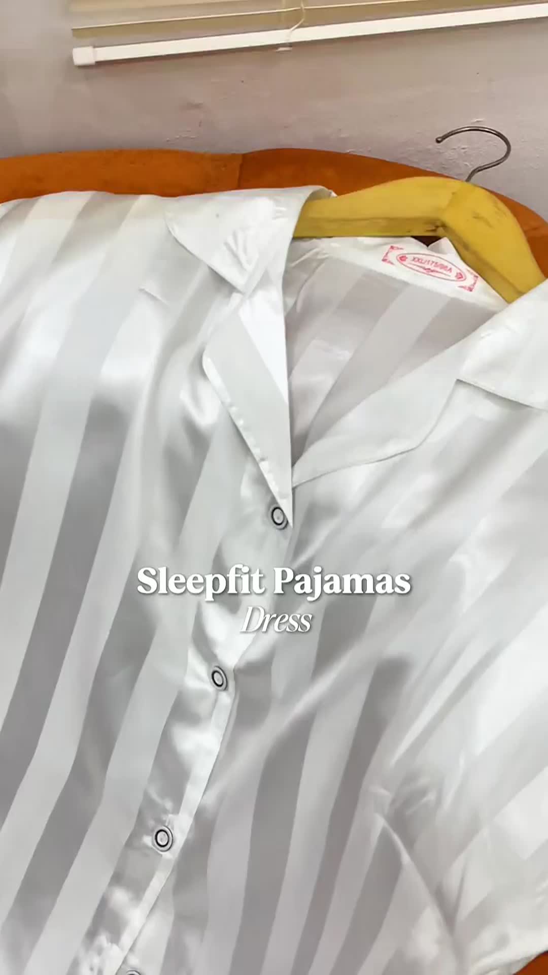 Kyara Dress Sleepwear Daster Tidur Satin Silk Piyama Wanita Lengan Pendek Motif Garis Polos Kasual