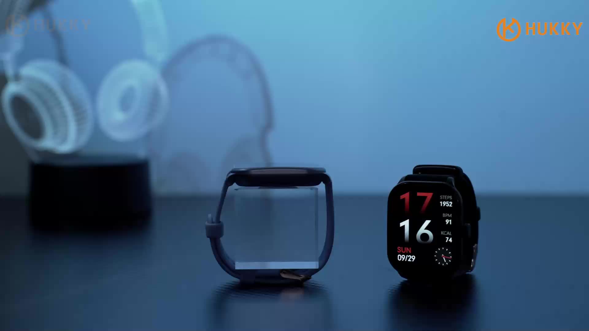 HUKKY ST7 SmartWatch Hitam Biru Tahan Air IP68 2.01 Inci Layar Curved IPS HD GPS NFC Bluetooth dengan 150 Mode Olahraga dan Pemantauan Kesehatan Real Time Garansi 12 Bulan