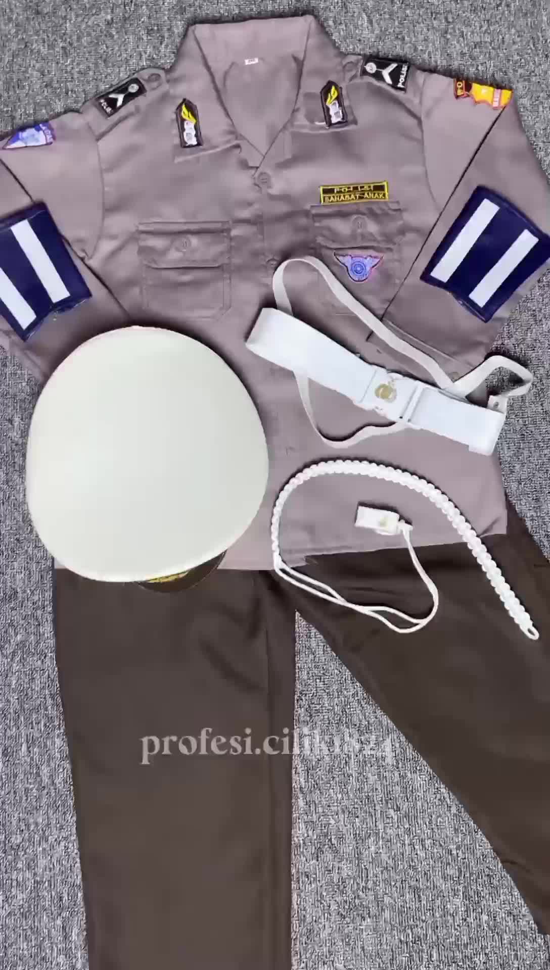 Seragam Profesi Cilik Polisi Anak TK PAUD Lengkap Atribut Glosir Bahan Tebal Baju Fashion Unisex Size XS-XXL - Perempuan, Cewek