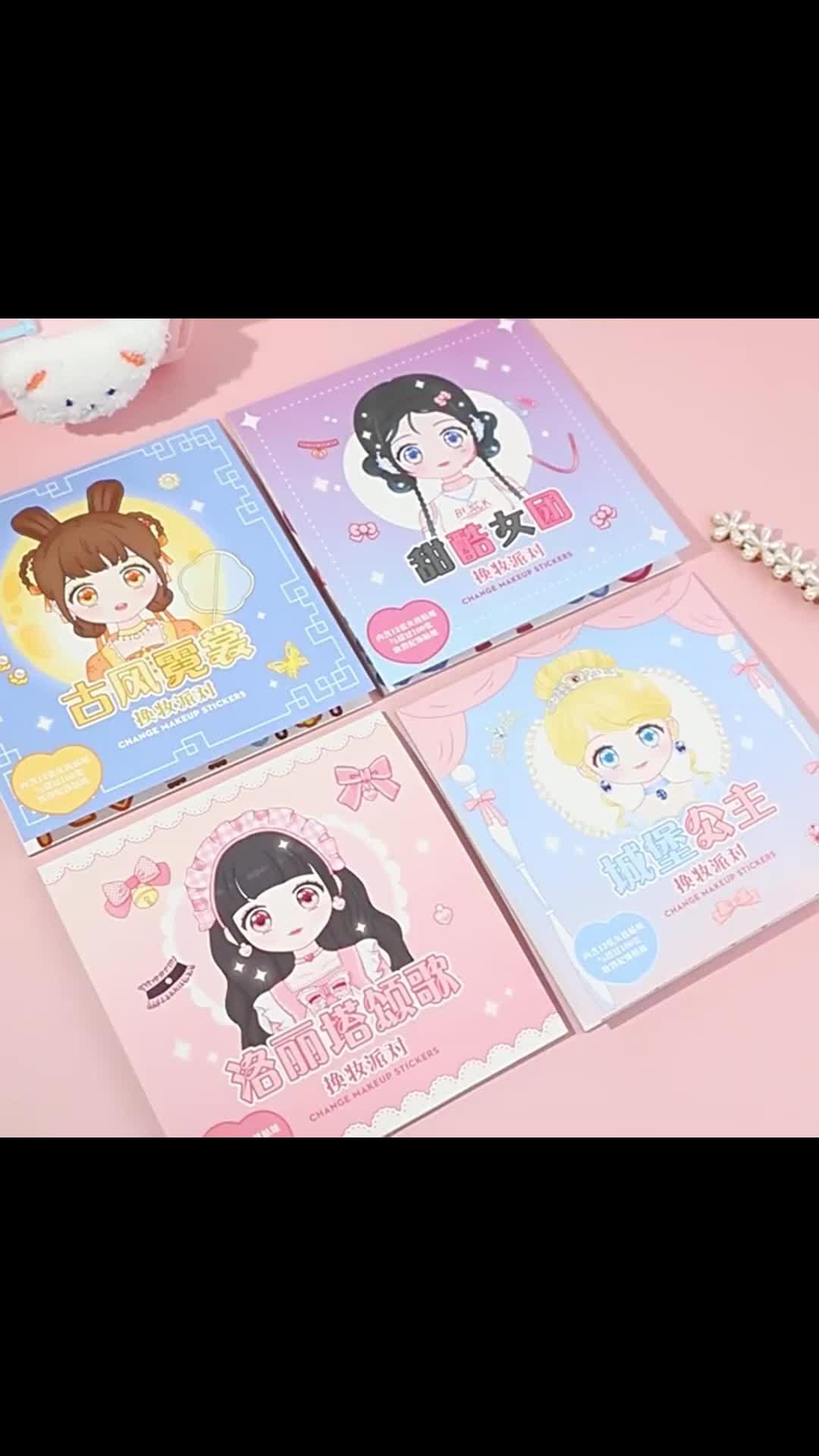 Bevavar Stiker Make up DIY Buku Stiker Change Makeup Mainan Stiker Make up Sweet Girl Kertas Stationery