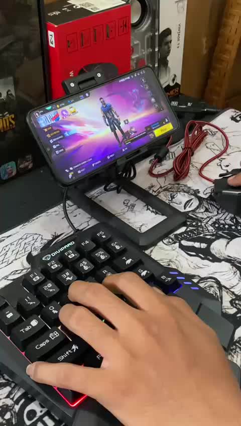 PAKET GAMING Mobilador 5IN1 Keyboard dan Mouse Gaming Untuk HP Android Mengatur Game Mobile Roblox PUBGM FF with Converter Bluetooth Computer
