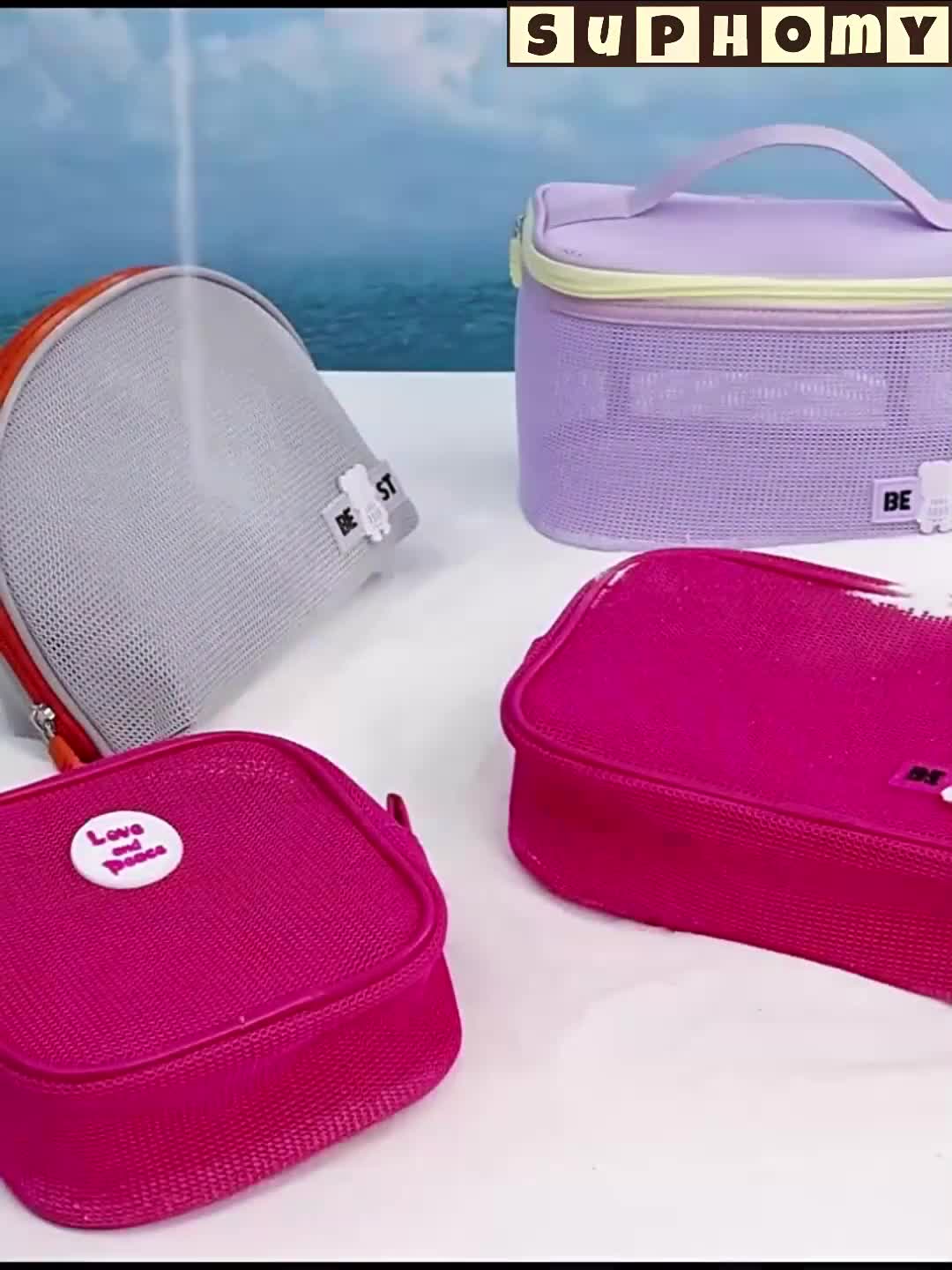 pouch make up aesthe/Pouch make up/ Tas make up Tas Kosmetik/Tas Kosmetik Travel Transparan /Tas makeup aesthetic/Tempat make up traveling/Kotak make up/Cosmetic Bag Organizer/Pouch jaring