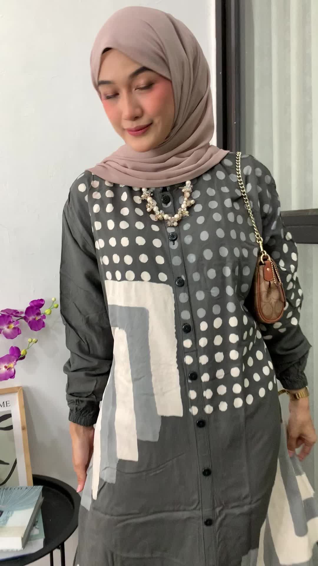 REMAR DRESS - Gamis Etnik  Motif Batik Modern Pb 138 Bahan Twill Busui dan Wudhu Friendly Dress Muslim Wanita Nyaman Lengan Karet