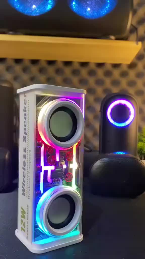 【COD】 Gogoo V8 Mini Transparan Wireless Speaker Bluetooth 5.3 Transparant RGB LED Light TWS Portable