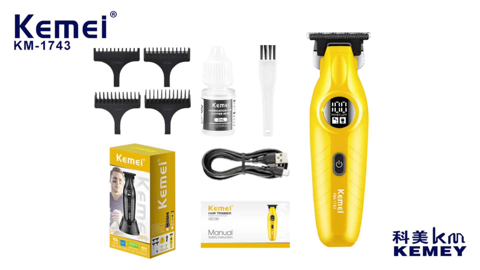 【COD】Kemei Alat Cukur Rambut Clipper Rambut Kemei KM-1743 / KM-1743 7000RPM Alat Pencukur Kumis Jenggot Professional pemotong Rambut Original Dengan basis