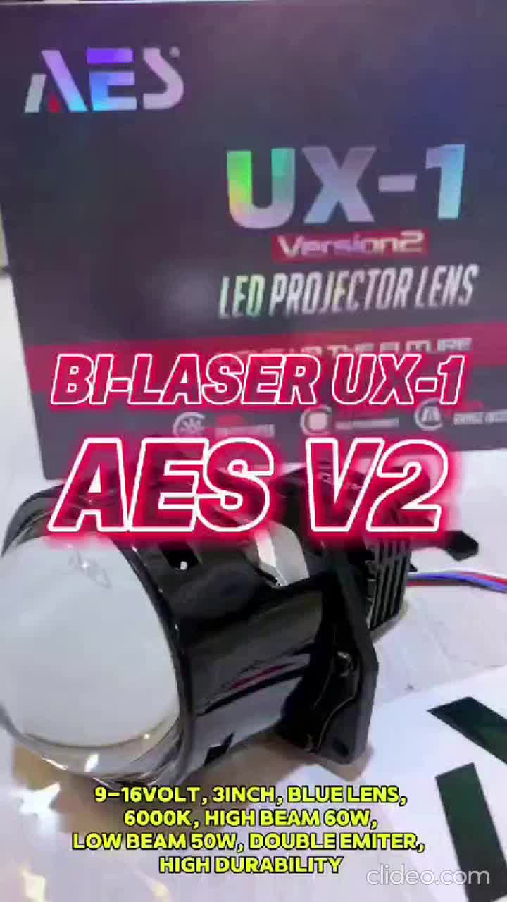 Projector Biled 3 Inch UX-1 V2 68 Watt Version 2 Merk AES Proyektor Car