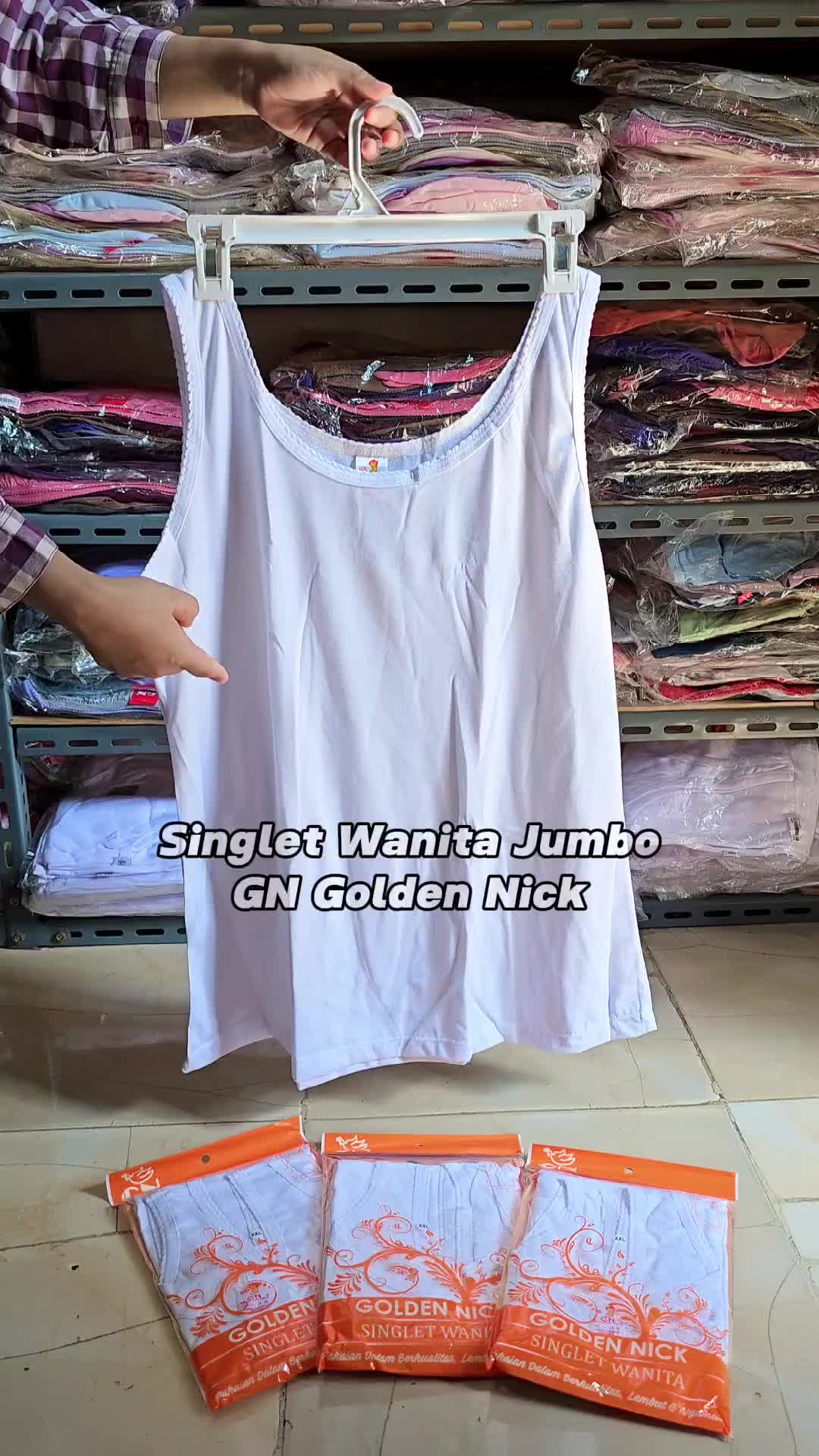 Singlet Wanita Jumbo Golden Nick 1073 | Kaos Dalam Wanita Putih Ukuran Besar | Tanktop Wanita