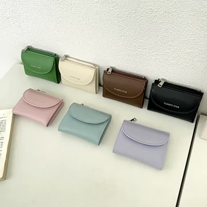 Dompet Pendek Wanita Gaya Kampus Sederhana Desain Gesper Tart Dompet Multi-kartu yang Indah