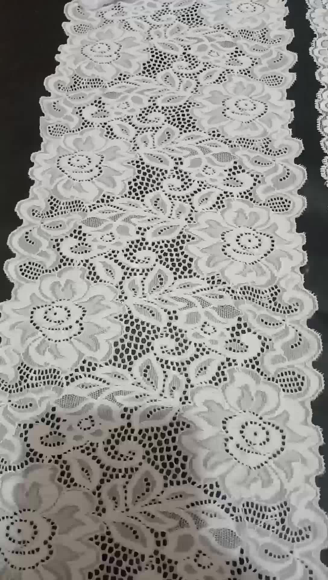 Renda Stretch Lebar untuk Baju - Warna Putih BW Cream - Harga Permeters Kain⁹
