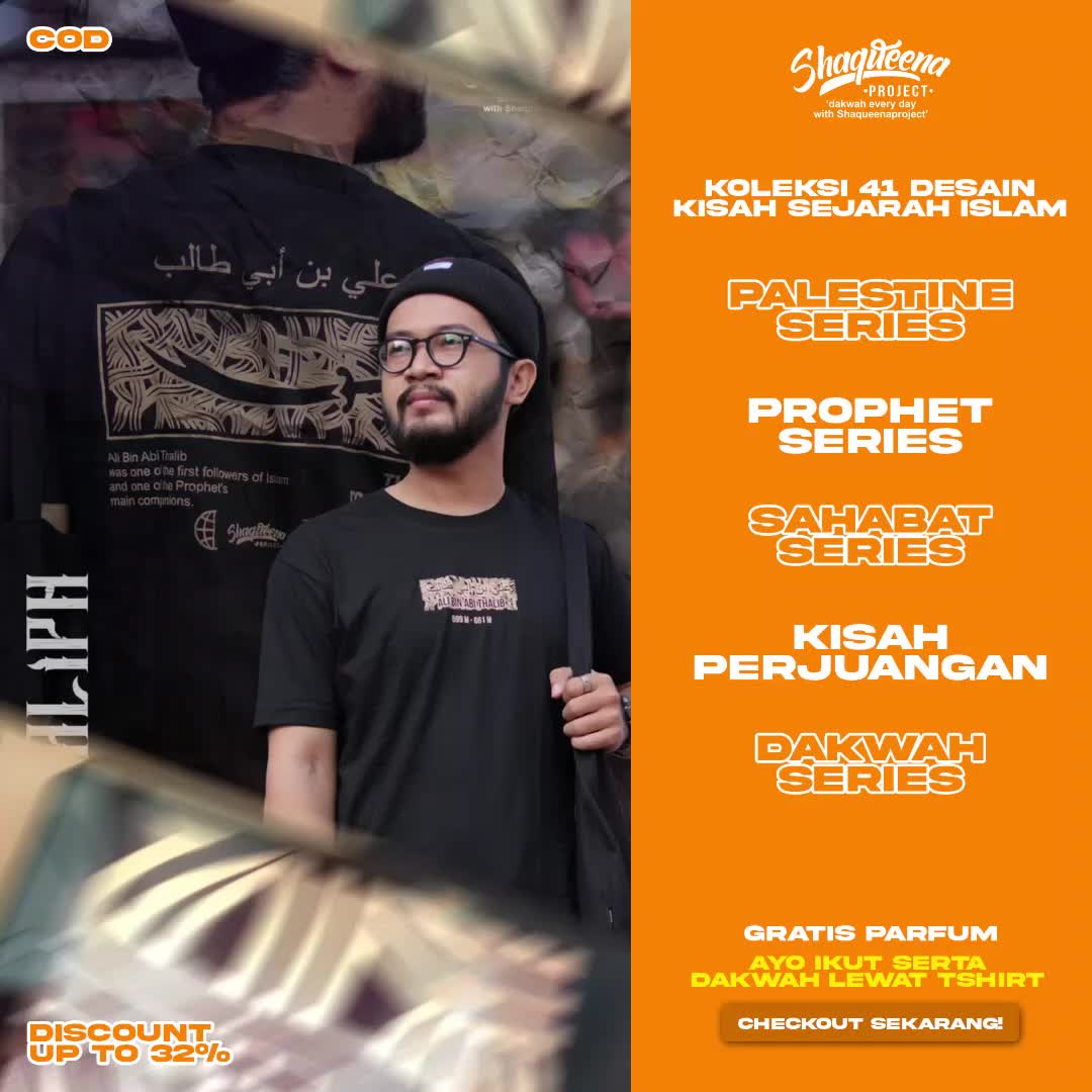 Kaos Ali Bin Abi Thalib - Original Kaos Dakwah Shaqueena Project Katun Combed Distro