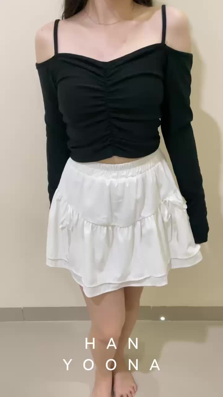 Sabrina Top Baju Wanita Atasan Wanita Lengan Panjang Rib Knit Blouse Off Shoulder Korean Jisoo HY07
