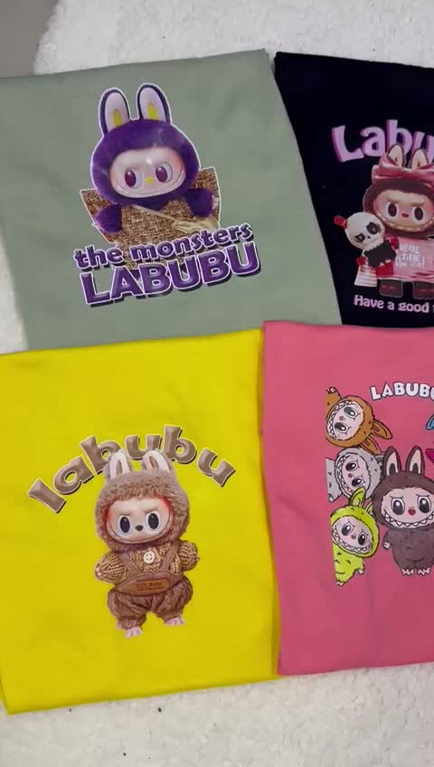 Paket 3pcs Kaos Fashion Anak L4bubu Lucu Baju Anak Lengan Pendek Motif Viral