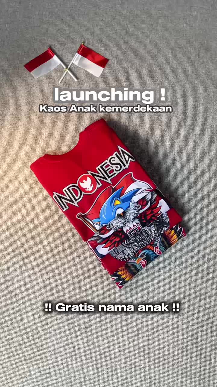 Free Sticker Nama Kaos Kemerdekaan Anak 1-10TAHUN COTTON COMBED Katun