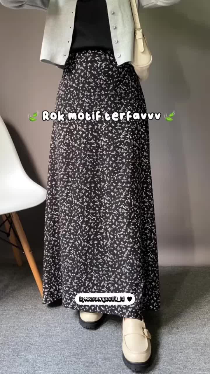 ROK MOTIF BUNGA || ROK DAILY KOREAN STYLE | FLORAL SKIRT | SAKURA PATTERN KOREAN MIDI SKIRT | ROK A LINE Bunga A-Line  Span Wanita Panjang Lily Polkadot