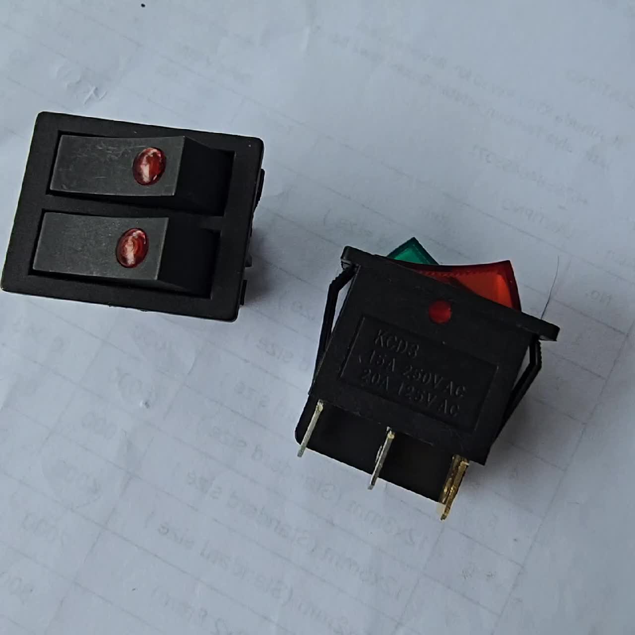 Saklar Ganda KCD2 Double Rocker Switch 6Pin dengan LED dobel switch