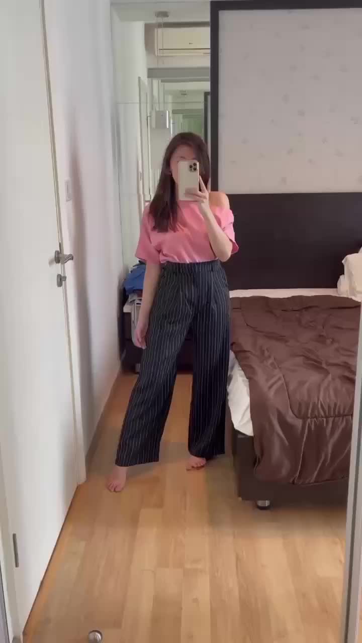 Celana Kantor Wanita Motif Salur Lembut - Kuma Pants Loose Pants Stripe Trouser Wanita - Nyaman
