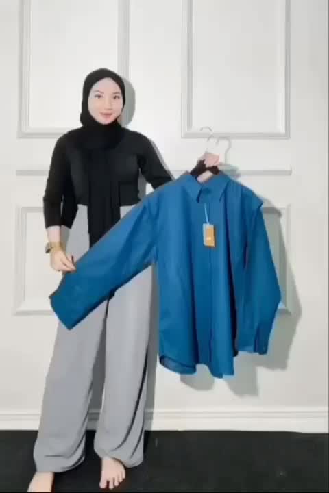 ATALA SHIRT Kemeja Wanita Oversize lengan Panjang Model Lipat Samping Terbaru Kekinian