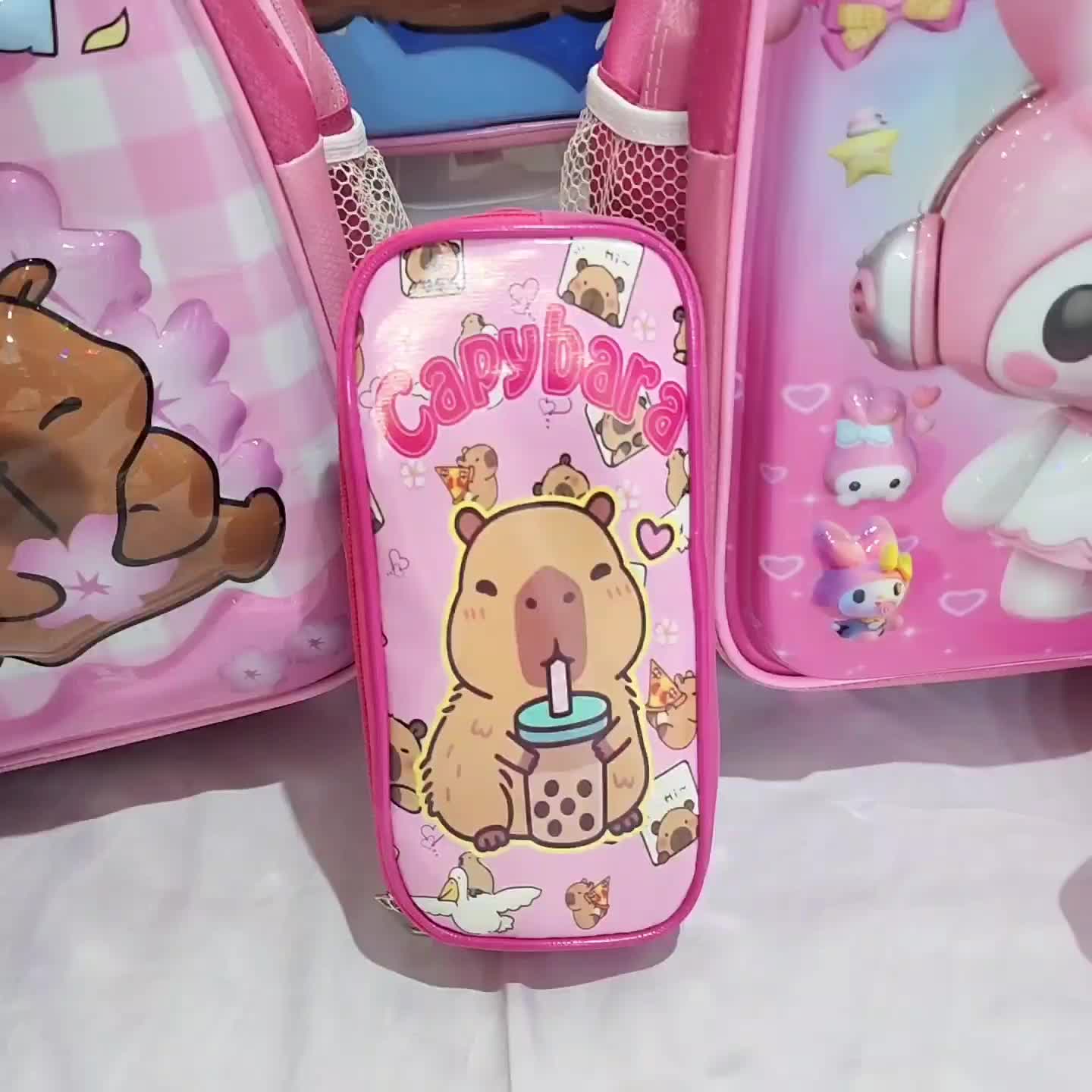 Tas troli anak Tk SD Timbul LED motif kartun melodi,cinamon,capybara Fashion
