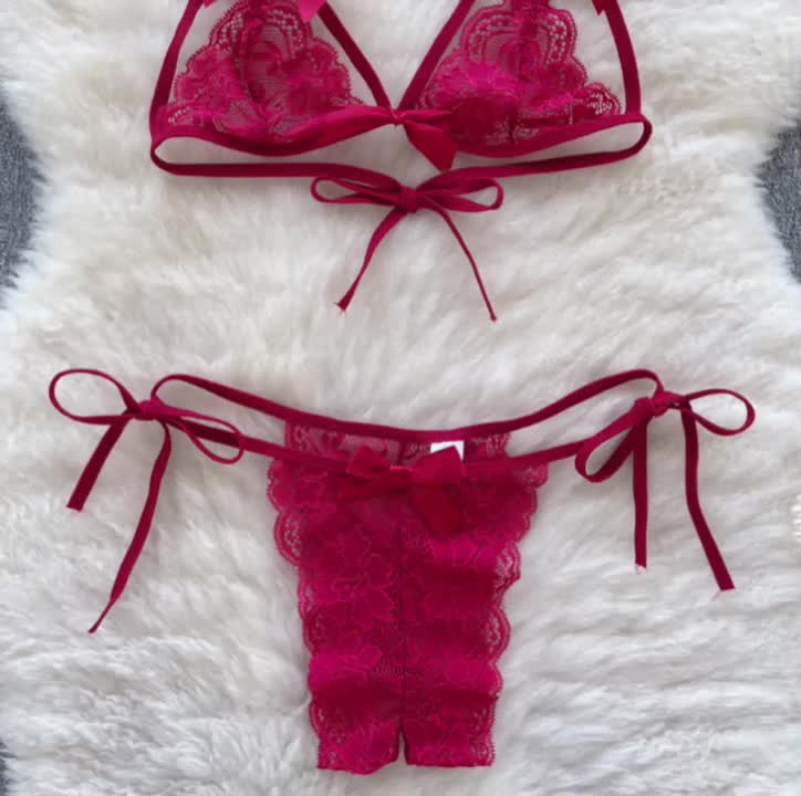 Lingerie Wanita Open Crotch G String Bra Malam Renda Transparan B130