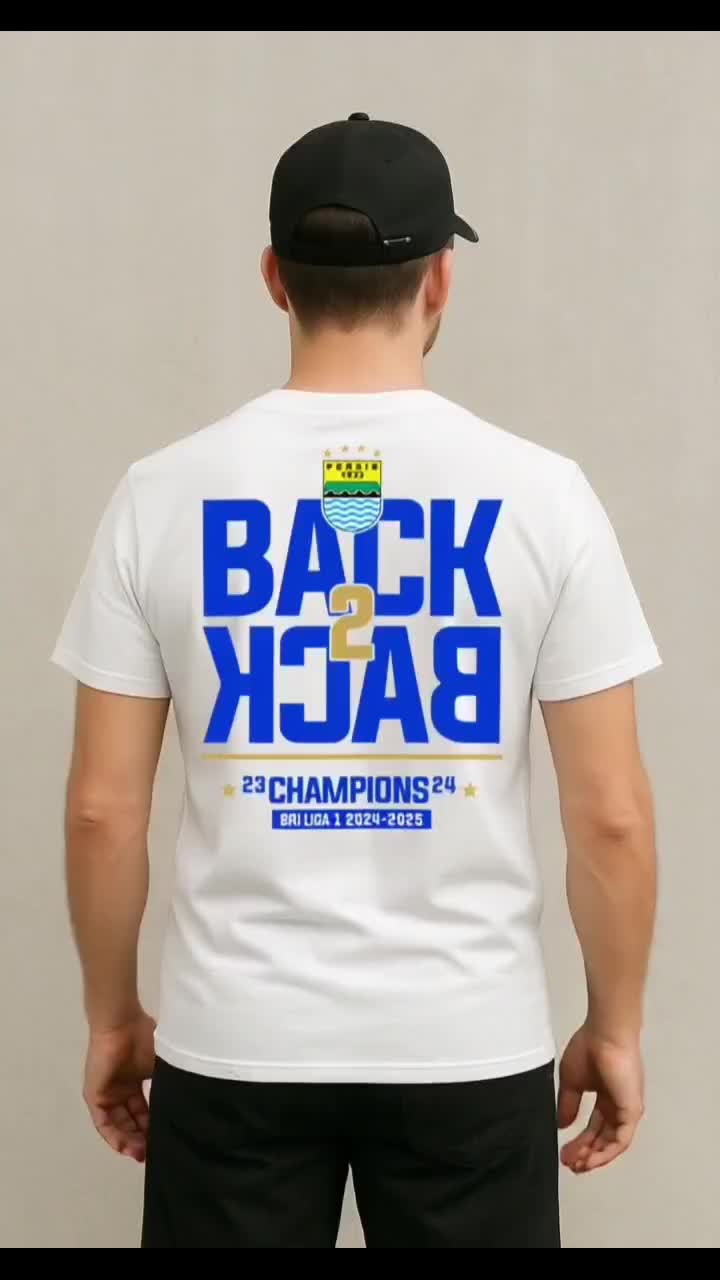 T-SHIRT ATASAN DEWASA/ANAK MOTIF BACK 2 BACK JUARA DEUI PERSIB BAHAN COTTUN UNISEX