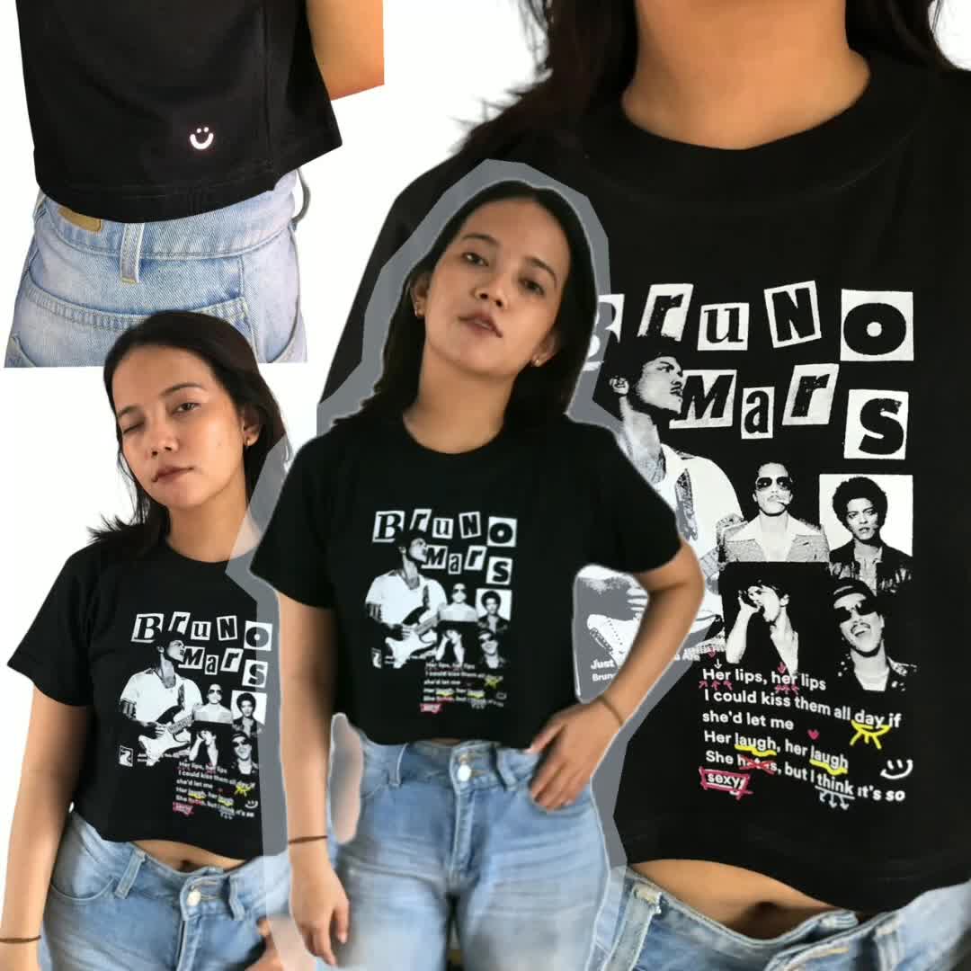 Bruno Mars Crop Tee | Main Oods | Crop Top YK2 | Kaos Skena Kaos Hitam Putih